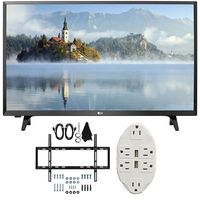 LG LJ500B Series 32" Class LED HDTV 2017 Model (32LJ500B) with Deco Mount Slim Flat Wall Mount Ultimate Bundle Kit for 32-60 inch TVs & Stanley Transformer Tap USB w/6-Outlet Wall Adapter