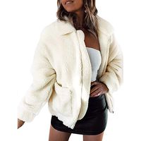 Xavigio_Women Coats Women's Fashion Long Sleeve Lapel Zip Up Faux Shearling Shaggy Oversized Coat Jacket with Pockets Warm Winter