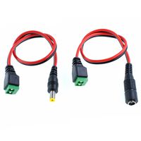 5 Pair Male & Female DC Power Pigtail 22 AWG 5A Cable Upgraded with Terminal Jack Socket 2.1mm 5.5mm Connectors for Home Security Surveillance Camera and Party Lighting