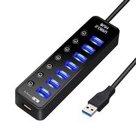 XBOSS i7 Powered USB Hub 7 Port Splitter Super Speed USB 3.0 5Gbps Transfer for PS4/PS4 Slim/Ps4 Pro//Xbox ONE/XBOX360/Computer Laptop PC + USB Power Interface [2018 Version, Factory Direct]