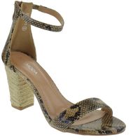 TOP Moda Spira 1 Womens Chunky Heel Single Band Platform Buckle Dress Sandals Brown Snake 8