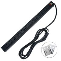 16 Outlets Power Strip,Heavy Duty Metal Socket Power Strip with 9.8ft Long Cord and Power Switch,Mounting Brackets Included,Workshop/Industrial use,Black