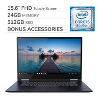 Lenovo Yoga 730 2-in-1 2019 15.6'' FHD Touch-Screen Laptop Notebook Computer,Intel 4-Core i5-8265U,24GB RAM,512GB SSD,Backlit Keyboard,No DVD,Wi-Fi,Bluetooth,Webcam,HDMI,Win 10 Home,Bonus Accessories