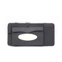 uxcell Black PU Leather Car Sun Visor Multifunctional Double-deck CD Holder Tissue Box