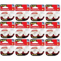 Scotch Transparent 144 Office Tape, 1/2" x 450" in dispenser. MMM144 (Pack of 12 Rolls)