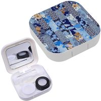 Portable Contact Lens Case Box Travel Kit Mirror + Bottle + Tweezers Container Holder [ Pattern Design ]