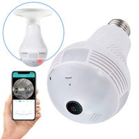 Acuvar 360° Panoramic HD Wi-Fi Wireless Bulb Security Camera with Digital Pan/Tilt, Speaker Infrared LED Night Vision and Micro SD Slot for Local Storage (White/Grey)