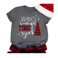 Winsummer Christmas Movie T-Shirt Women Christmas Shirt Funny Cute Graphic T-Shirt Short Sleeve Tees Tops T Shirt Gray