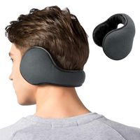 Lauzq Winter Ear Muffs for Men - Foldable Fleece Ear Warmers (1 Pack/ 2 Pack) (gray-B)