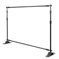 Flexzion Backdrop Stand - Telescopic Banner Stand 8'x8' Step and Repeat Adjustable Photographic Back Ground Expanding Display for Party Trade Show Exhibitions Wall Exhibitor with Carrying Case