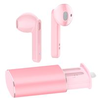 True Wireless Earbuds, AUGYMER Bluetooth 5.0 Earphones Auto Pairing Bluetooth Headphones TWS Stereo HiFi Headphones for Running Sports in-Ear with Type-C Charging Case Built in Mic Headset (Pink)