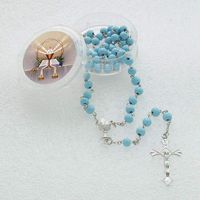 First Holy Communion Scented Rosary Favor - 12 Rosaries with individual Gift box and Organza Bag. (6mm, Blue)