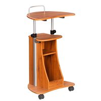 Adjustable Height Laptop Cart With Storage. Color: Woodgrain