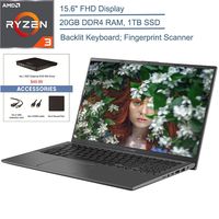 2020 ASUS VivoBook 15 15.6" FHD Laptop Computer, AMD Ryzen 3 3200U (Beats i5-7200U) Up to 3.5GHz Processor, 20GB DDR4, 1TB SSD, AC WiFi, Windows 10 + EST External DVD+ Accessories