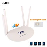 KuWFi 4G LTE Router SIM Card Included, 300Mbps Unlocked LTE Modem Router with Two LAN Port Support 32users B2/B4/B5 Network Support T-Mobile AT&T