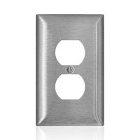 Leviton SSJ8-C40 C-Series 1-Gang Duplex Midway Wallplate, Type 302/304, Stainless Steel