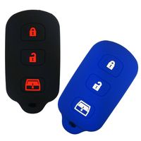 Coolbestda 2Pcs Silicone Smart Key Fob Skin Cover Protector Keyless Jacket Remote Holder for 2Toyota 2003-2007 Sequoia 1999-2009 4-Runner Panic HYQ12BBX Black Blue