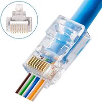 CAT6 Connectors RJ45 Pass Through Connectors 50pcs 3 Prong Ethernet Gold Plated Network Ends Plug Cable Connectors for CAT6 CAT5E Cable Option: 50pcs and 100pcs