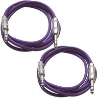 SEISMIC AUDIO - SATRX-3-2 Pack of 3' 1/4" TRS Male to 1/4" TRS Male Patch Cables - Balanced - 3 Foot Patch Cord - Purple and Purple