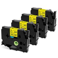 4 Pack Compatible TZe Tape 18mm Black on Yellow TZE-641 Label Tape, 3/4 (0.7) Inch, Replace Ptouch Standard Laminated Tape for Brother PTD400AD PTD400