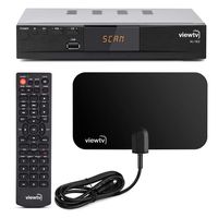 Viewtv AT-163 ATSC Digital TV Converter Box Bundle with ViewTV Flat HD Digital Indoor TV Antenna and ViewTV HDMI Cable w/Recording PVR Function/HDMI Out/Coaxial Out/Composite Out/USB Input