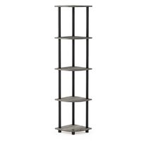 Furinno Turn-N-Tube 5 Tier Corner Display Rack Multipurpose Shelving Unit, French Oak Grey/Black