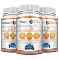 Research Verified CLA Safflower Oil - Natural Weight Loss with 2000mg 85% Pure Conjugated Linoleic Acid Softgel Capsules – 3 Bottles (3 Months Supply)