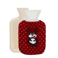 Hot Water Bottle with Cover,2019 Winter Water Injection Rubber Hot Water Bag with Keep Warm Christmas Printed Knit Cover(350ml,Multicolor) (Red-G)