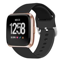 Veiai Sport Bands Compatible with Fitbit Versa,Soft Rubber Wristbands Versa Accessories for Women and Men (Black)