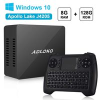 ADLOKO - Mini PC - Windows 10 - Mini Computer - 8G/128G - Apollo Lake - J4205 - Dual HDMI - 2.5" HD - Mini Desktop Computer (8G/128G - T16 Mini Wireless Keyboard)