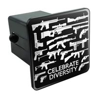 Graphics and More Guns Weapons Rifles Celebrate Diversity Second 2nd Amendment Tow Trailer Hitch Cover Plug Insert 2"