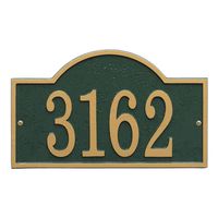 Whitehall Personalized Cast Metal Address Plaque - Custom House Number Sign - Arched Rectangle (12" x 7.25") - Green with Gold Numbers