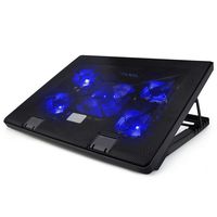 LINGSFIRE Laptop Cooling Fan, 12-19inch Portable Laptop Cooler Cooling Pad Chill Mat for Gaming Laptop, 5 Quiet Fans Adjustable Stands and 2 USB Ports (Black)