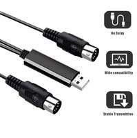 [No Delay] DoitY USB IN-OUT MIDI Cable Converter | High Fidelity Audio Transmission| Professional Piano Keyboard, Electronic Drum to PC/Laptop/Mac Adapter Cord for Home Music Studio - 6.5Ft