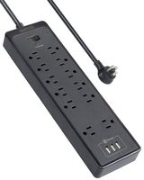 Surge Protector Power Strip, NTONPOWER 12 Outlets Power Strip with 3 USB Ports, Power Strip Flat Plug, 5ft Heavy-Duty Extension Cord, 15A Circuit Breaker, Wall Mount, for Home, Office and More (1700J)