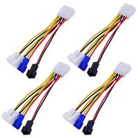 Liyafy 4-Pin to 4 Case Cooling Fan 3-Pin Computer Fan Out Power Adapter Converter Cable Speed   Reduction 2X12V/1X7V/1X5V 4-Pack