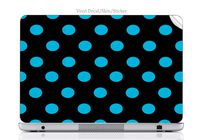 Laptop VINYL DECAL Sticker Skin Print Blue Teal Polka Dot Polka Dots Black Background fits Compaq Presario CQ57