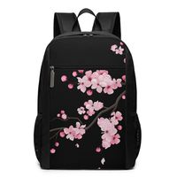 Travel Backpacks Japanese Cherry Blossoms Black School Shoulder Laptop Daypack Bags 17 Inch For Girls Boys Men Womens, Black
