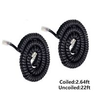 Telephone Phone Handset Cable Cord,Uvital Coiled Length 2.64 to 22 Feet Uncoiled Landline Phone Handset Cable Cord RJ9/RJ10/RJ22 4P4C(Black,2 PCS)