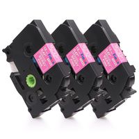 3 Pack Fimax Compatible Label Tape Replacement for Brother P-Touch TZe-MQP35 12mm Standard Laminated Label Tape, White on Berry Pink, 0.47 inch x 5m