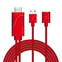 USB to Hdmi Cable Adapter, Exteren 2 in1 USB to HDMI 4K HD 1080P Digital HDTV TV AV Adapter Cable Cord for iPhone Xs/XS MAX/XR (Red)