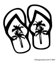 UR Impressions Blk Palm Tree Flip Flops Sandals Decal Vinyl Sticker Graphics for Cars Trucks SUV Vans Walls Windows Laptop|Black|5.5 Inch|URI500-B