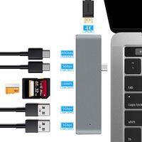 Relper-Lineso USB C Hub Adapter for MacBook Pro 2016/2017, 7 in 1 Type C Hub with USB-C 100W Power Delivery, USB C 5Gbps Data, 4K HDMI, microSD/SD Card Reader, USB 3.0 Ports