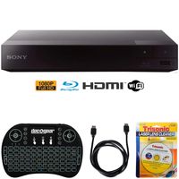 Sony BDP-S3700 Streaming Blu-ray Disc Player with Wi-Fi + Accessories Bundle Includes, 2.4GHz Wireless Backlit Keyboard with Touchpad, 6ft HDMI Cable and Laser Lens Cleaner for DVD/CD Players