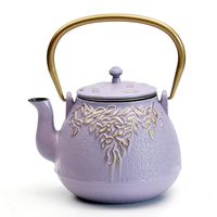 Tea Kettle, TOPTIER Japanese Cast Iron Teapot with Stainless Steel Infuser, Cast Iron Tea Kettle Stovetop Safe, Leaf Design Teapot Coated with Enameled Interior for 40 Ounce (1200 ml), Purple
