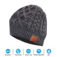 Neraon Newest Bluetooth 5.0 Wireless Bluetooth Beanie with Detachable HD Stereo Speakers & Mic, Bluetooth Headphones Beanie Music Hats for Outdoor Sports(Braid Grey)