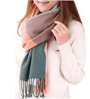 Wander Agio Women's Fashion Long Shawl Big Grid Winter Warm Large Scarf Pink