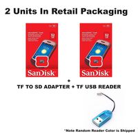 2 PACK - SanDisk 32GB MicroSDHC Memory Flash Card Class 4 Micro SD SDHC SDSDQM-032G Wholesale Lot 32GB x 2 = 64GB + BONUS TF USB Reader
