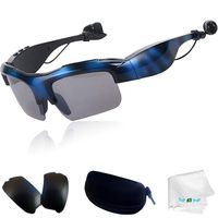Bluetooth Sunglasses Sun Glasses Wireless Sport Glasses Stereo Music Sunglasses Headset Headphones with Replacement Polarized Lens Compatible with Samsung Galaxy iPhone Lg Android Phone Men Women Blue