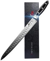 TUO Black Hawk-S Slicer Knife - Slicing and Carving Knife, 12 inch High Carbon Stainless Steel Kitchen Knife with G10 Full Tang Handle, Plus Microfiber Cloth - Value Bundle